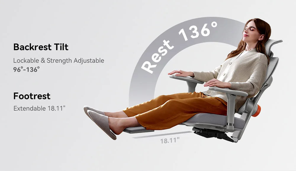NEWTRAL NT002 Ergonomic Chair with Desktop,Adaptive Lower Back ,Footrest 4 Recline Angle Adjustable Backrest Armrest Headrest