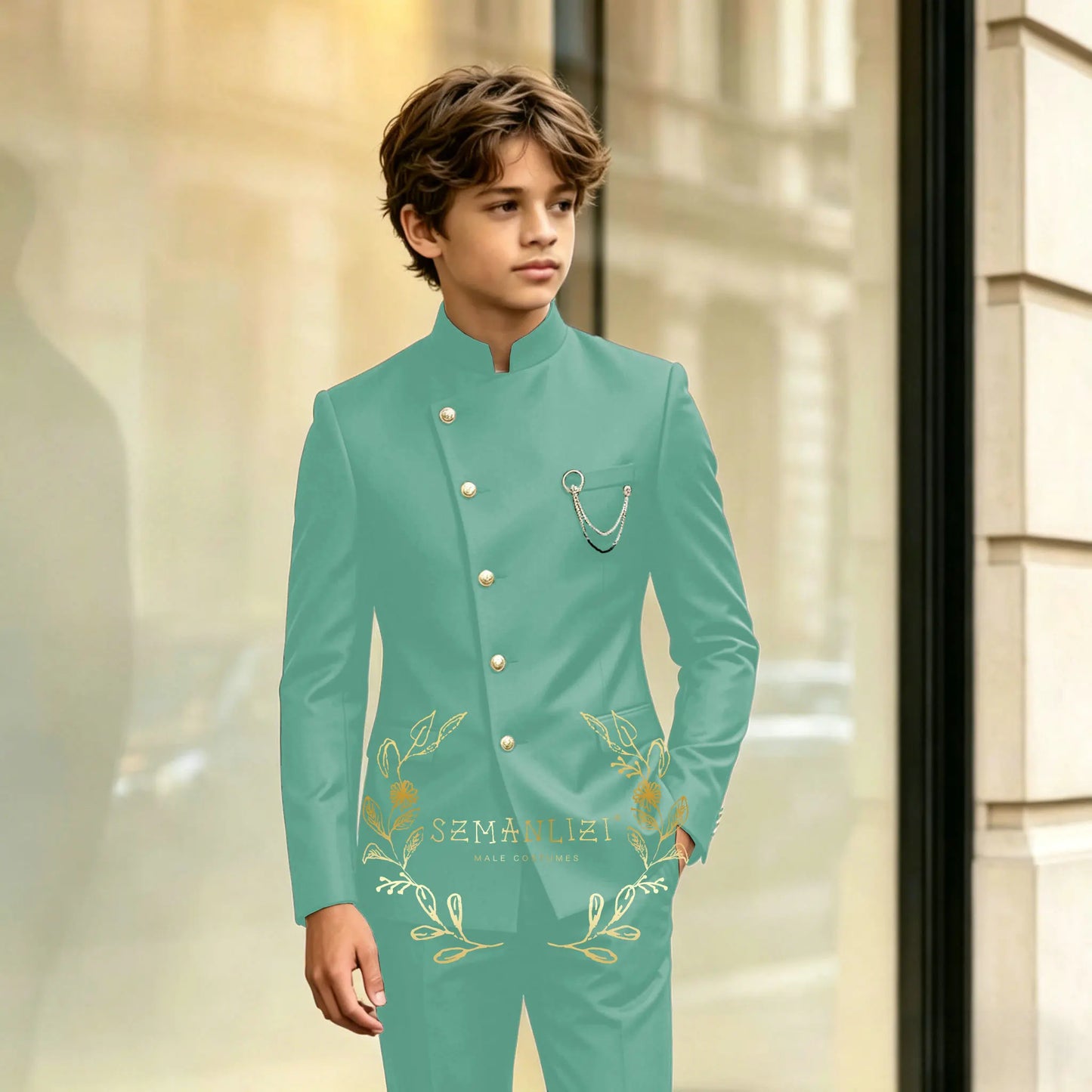 Indian Style Black Child Boy Dinner Tuxedos Little Kids Costume Wedding Party Prom Pants Suits Birthday Wear 2 Pieces Customized
