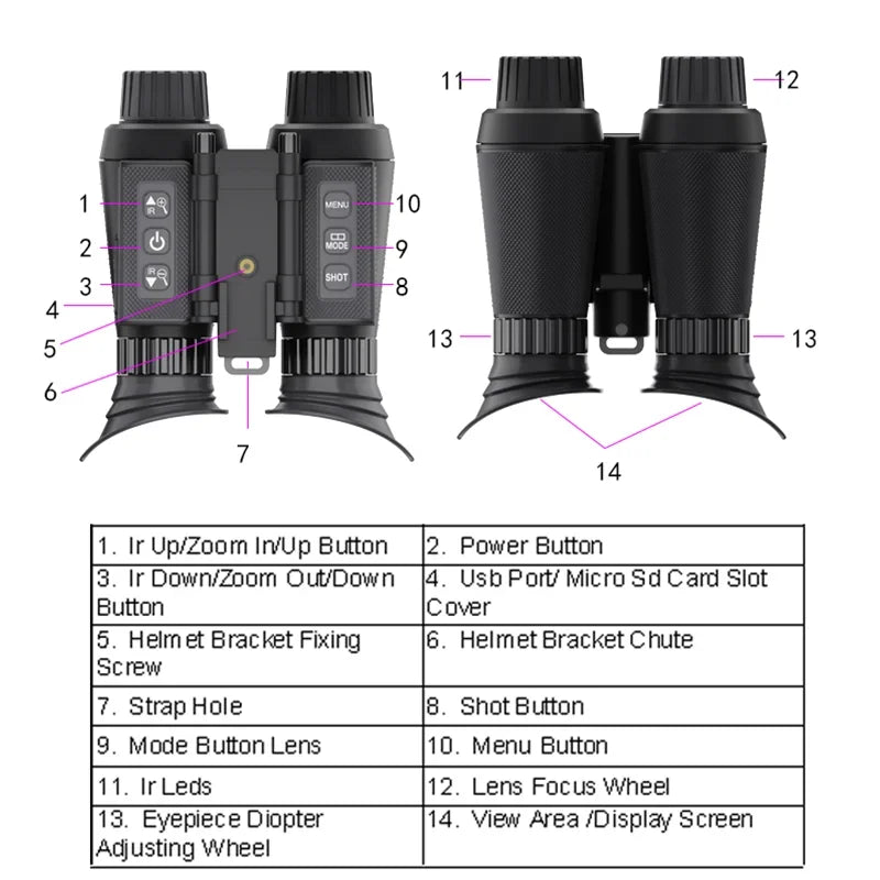 NV8300 Night Vision Binoculars Goggles 8X Digital Zoom 4K UHD 36MP 3D Head Mount Infrared Night Vision Device Hunting Telescope
