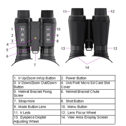 NV8300 Night Vision Binoculars Goggles 8X Digital Zoom 4K UHD 36MP 3D Head Mount Infrared Night Vision Device Hunting Telescope
