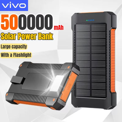 VIVO 500000mAh Solar Power Bank Super Fast Charge Powerbank Outdoor Portable External Battery for iPhone Huawei Samsung 2026New