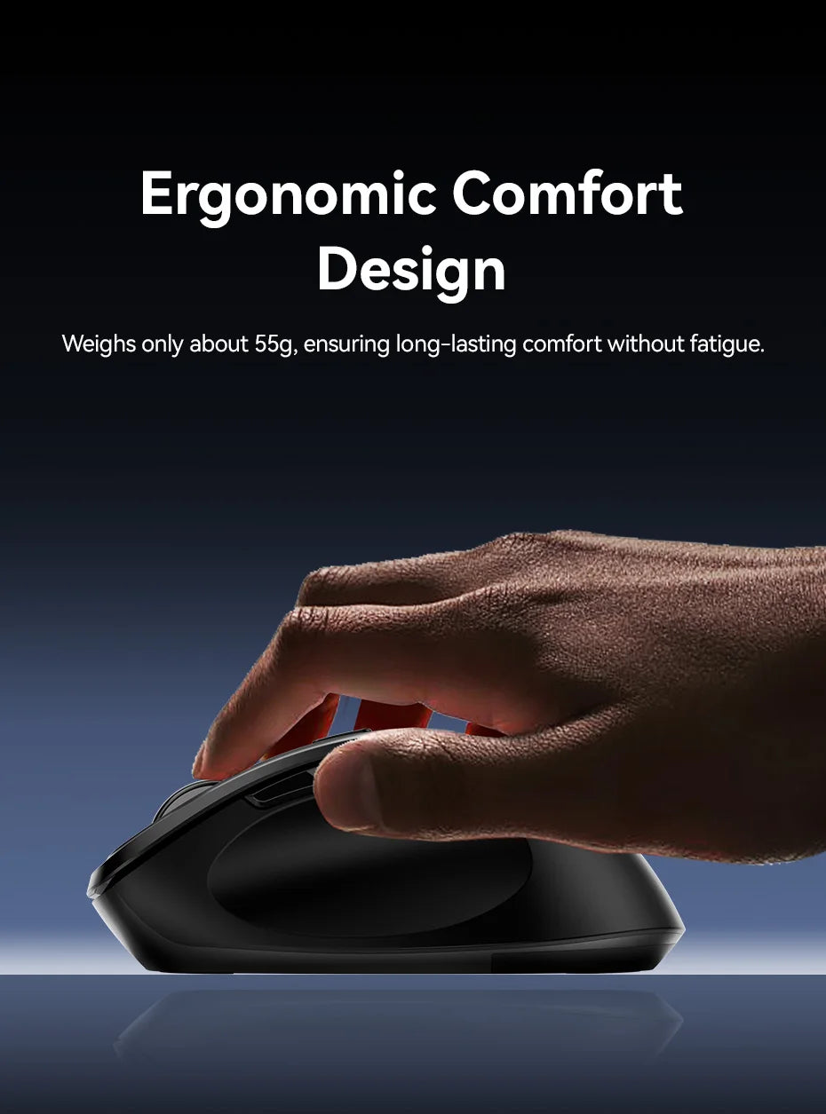 Vention Ergonomic Wireless Mouse Bluetooth 5.1 Dual-Mode USB 2.4G Mouse 4000 DPI 6 Buttons Mouse for PC MacBook Pro Tablet Mice