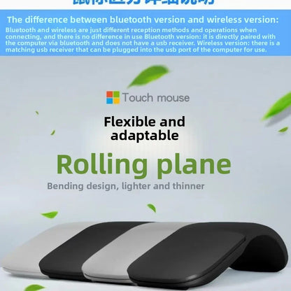 New Bluetooth 4.0 Folding Wireless Mouse Arc Touch Roller Computer Silent Mouse Ergonomic Slim Laser Mini Mice For Windows Ipad