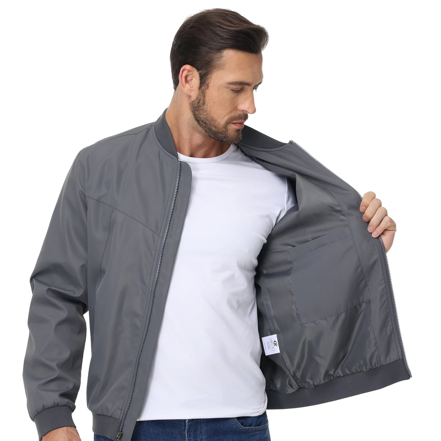 Men's Lightweight Windbreaker Jacket Causal Fashion Stylish BaseBall Coat with Side Inner Pocket for Work Golf Fishing