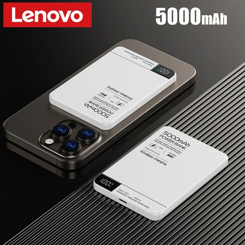 Lenovo 500000mAh Magnetic Power Bank Super Fast Charging for Magsafe Wireless External Battery Powerbank for iPhone Samsung