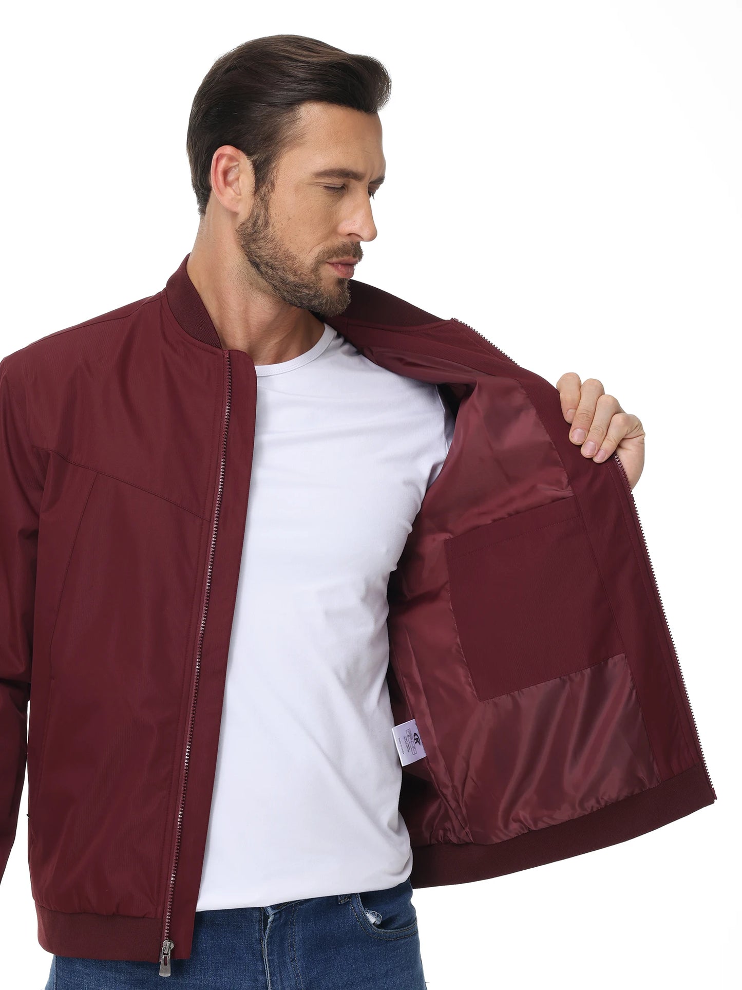 Men's Lightweight Windbreaker Jacket Causal Fashion Stylish BaseBall Coat with Side Inner Pocket for Work Golf Fishing