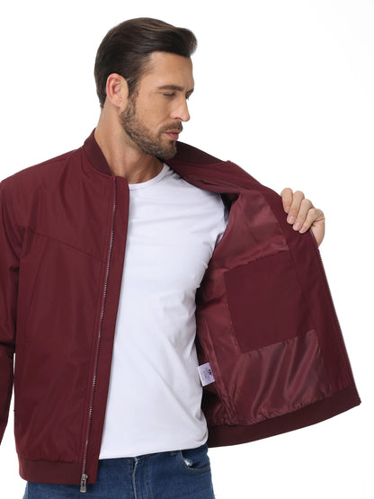 Men's Lightweight Windbreaker Jacket Causal Fashion Stylish BaseBall Coat with Side Inner Pocket for Work Golf Fishing