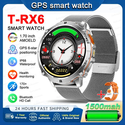 New T-RX6 Ultra Outdoor Sports Smart Watch GPS Compass  Barometer IP68 Waterproof Call Blood Oxygen Military Smartwatch For Men