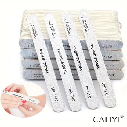 10-100PCS Wooden Nail File Professional Sanding Buffer Files 100/180/240 Double Side For Nail Art Pedicure UV Gel Tips Tools