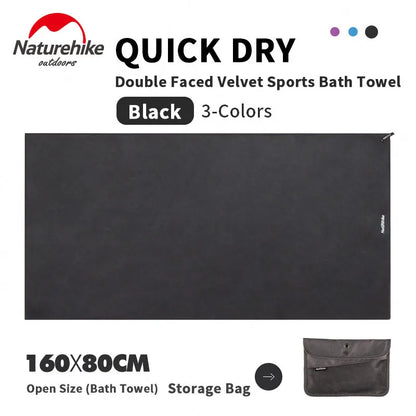 Naturehike Quick Drying Bath Towel Strong Absorbent Velvet Sides Soft Sport Towels for Tourist Fitness Gym Beach Swimming