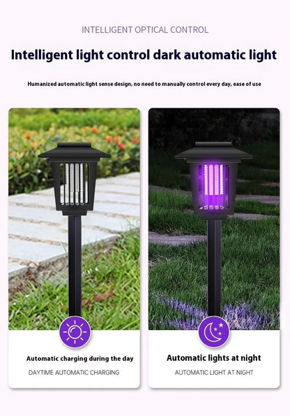 Solar and Electric Shock Mosquito Repellent Lamp Waterproof Bug Zapper 2Mode LED Light for Outdoor Garden Lawn Camping Villa Use