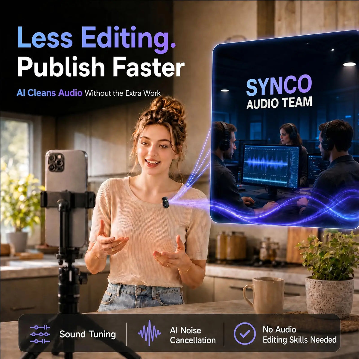 SYNCO SMIC trådlös streamingmikrofon – USB-C för Android med AI-brusreducering