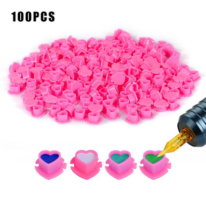 50/100/200pcs Plastic Disposable Tattoo Ink Cups With Base Pigment Clear Holder Container Cap Tattoo Accessory Permanent Makeup