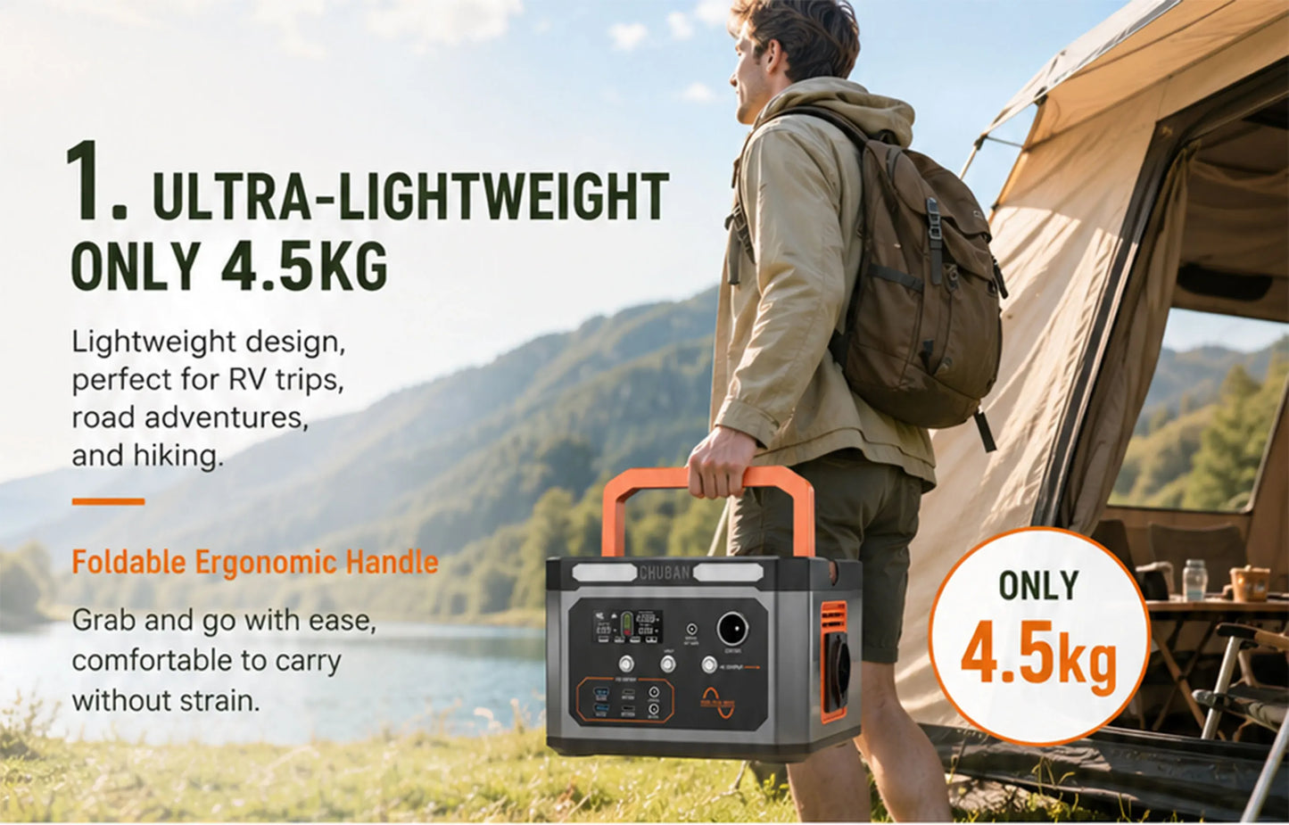 Portable Power Station 500W Optional 80W Rigid Solar Panel with 5m Extension Cable Outdoor Solar Generator for Camping RV Emergency Backup Power