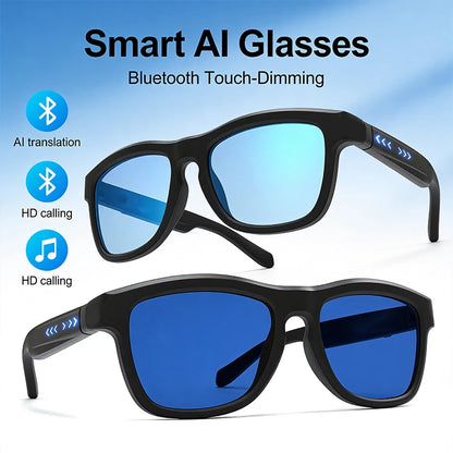 Touch Automatic Color Changing Dimming Bluetooth 5.4 Voice Assistant AI Smart Translation Music Glasses Men UV400 Protection