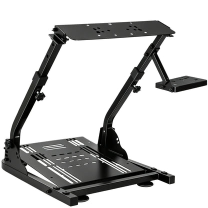 Universal Foldable Racing Steering Wheel Stand Adjustable Carbon Steel Simulator Cockpit Mount Compatible with Logitech G25 G27 G29 G920 T300 T500RS Gaming Wheel Support, Does Not Include Wheel Pedals Shifter