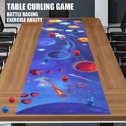 Bordscurling spel för tonåringar eller vuxna med rullskridskocurlingbollar för festunderhållningsspel