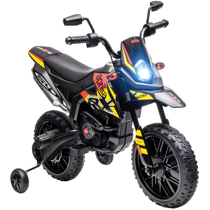 Elmotorcykel för barn 12 V med stödhjul, LED-ljus och USB