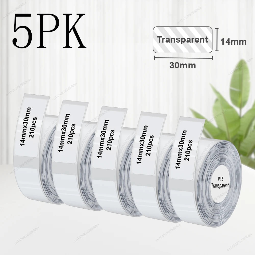 Termiska Etikettrullar P15 – Kompatibla med Marklife P15 P12 Phomemo D30 DELI Q2 – Vit Rosa Gul Blå Transparent Kabel 3/5/10-pack 2026