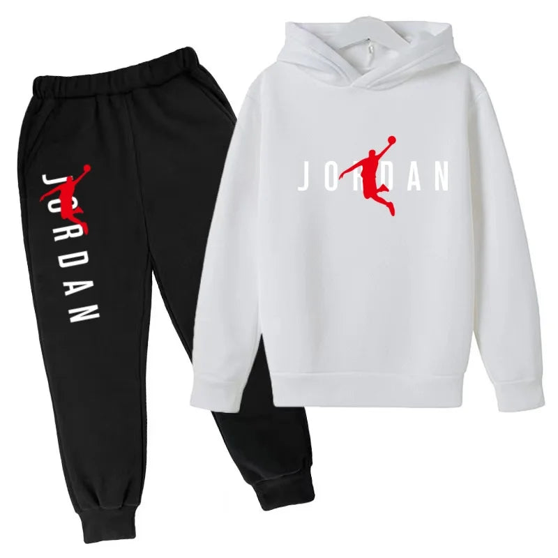 Kids Hoodie Basketball Letters Pullover 3-12Yrs Coat Sweatshirt+Pants Boy Girl Toddler Jogging Clothes Leisure Fashion Brand Set