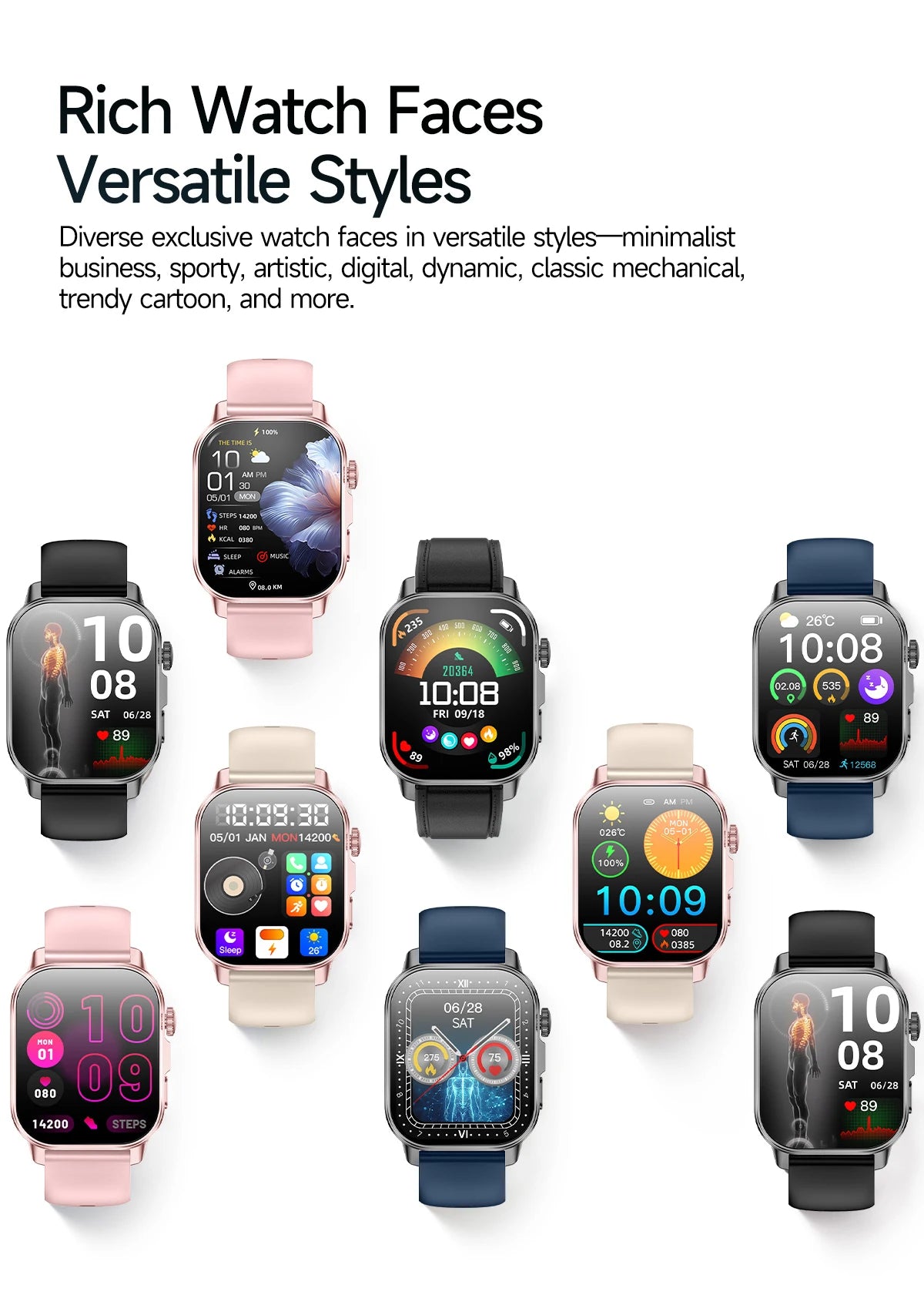 Nursing Grade New ECG+PPG Healthy Diagnose Smart Watch Men Body Analysis Blood Pressure Lipid Uric Acid NFC Health Tracker Watc