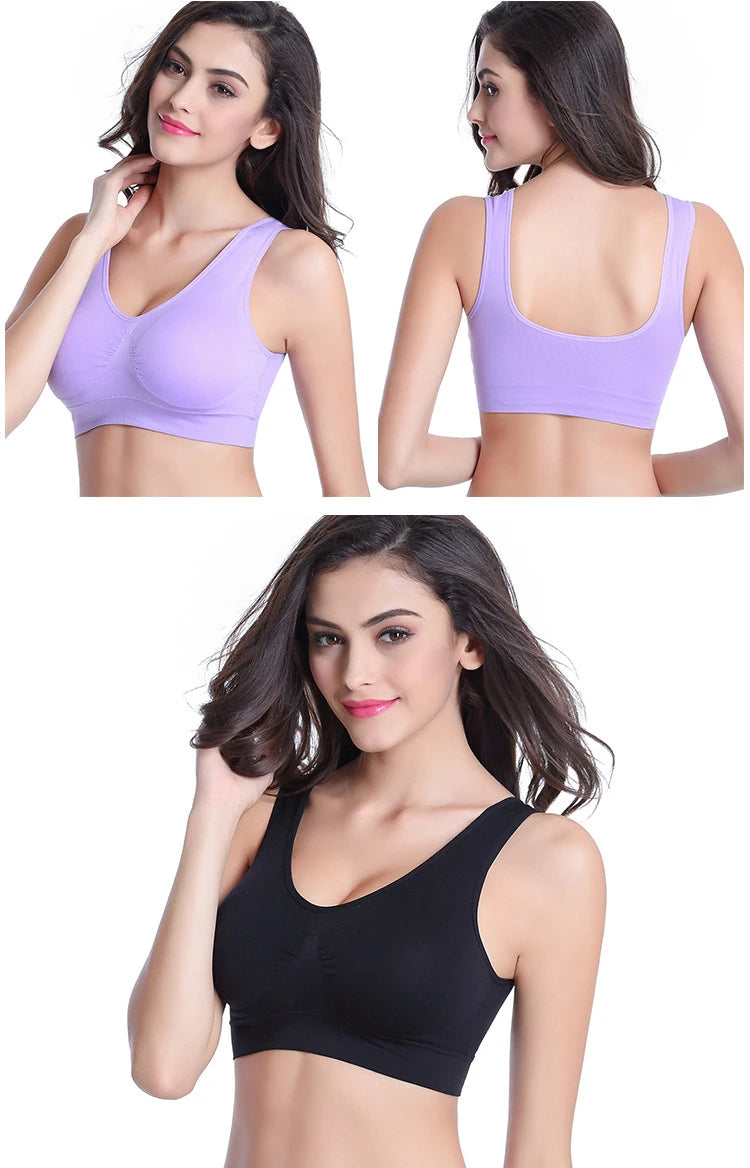 3PCS/lot Hollow out Breathable Sports Bra With Pad Plus Size Seamless Vest For Women Active Wirefree Brassiere Push Up Bra S-6XL