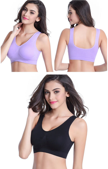 3PCS/lot Hollow out Breathable Sports Bra With Pad Plus Size Seamless Vest For Women Active Wirefree Brassiere Push Up Bra S-6XL