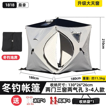 Steam sauna tent winter fishing  outdoor warm snow fishing house winter chimney mouth ice fishing tent
