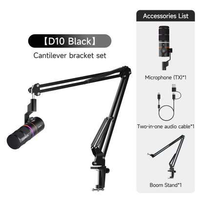 COMICA D10 PRO RGB Cardioid USB/XLR Dynamic Wireless Microphone Gaming Mic Voice Noise Reduction for Streaming Interview Podcast