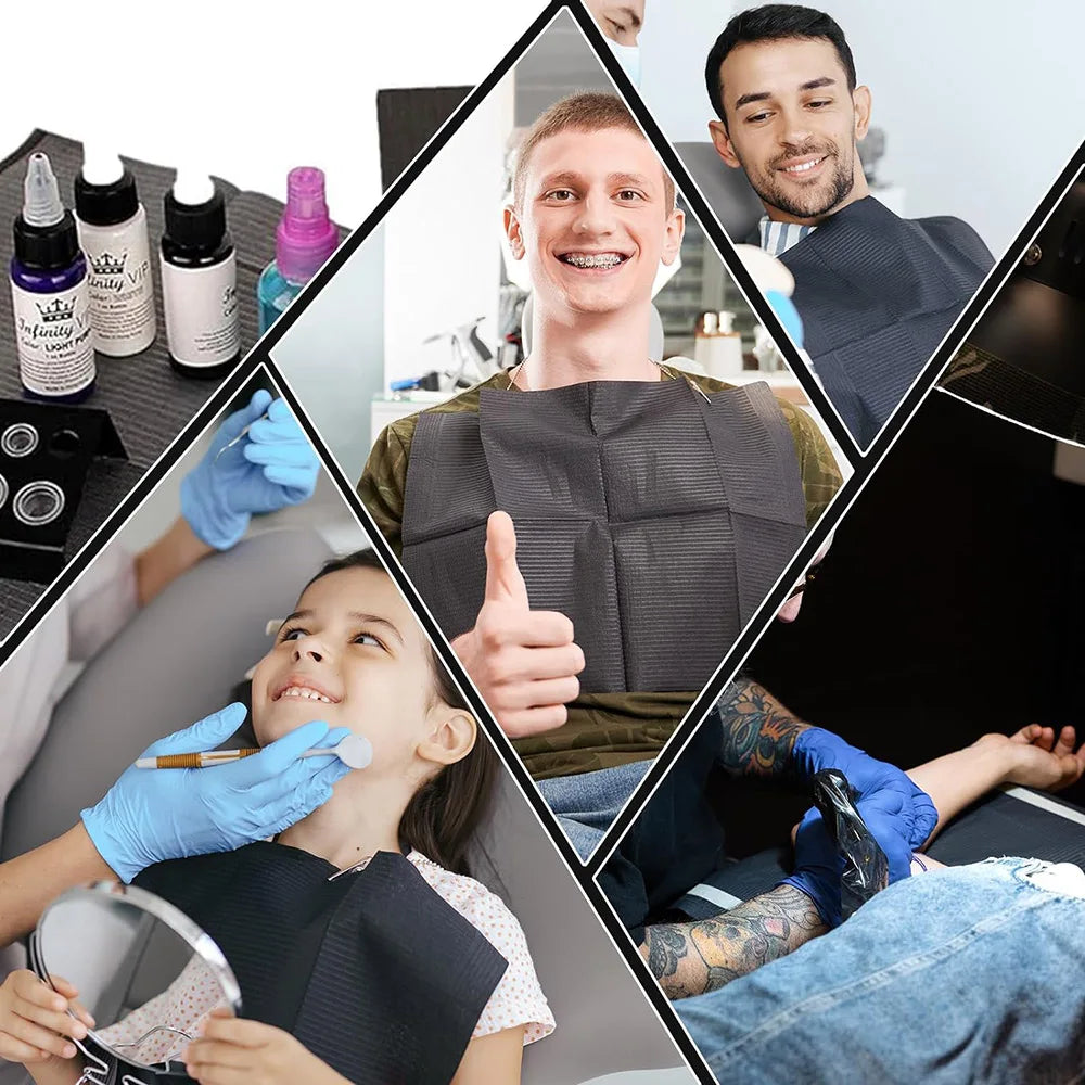 5-125pcs Disposable Waterproof Tattoo Bibs 10 Colors Tattoo Clean Wipes Pad Table Covers Patient Dental Napkins Accessories