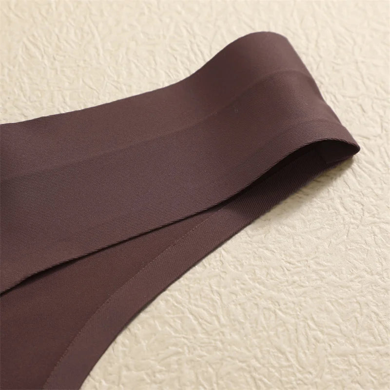 7PCS/Set Ice Silk Seamless Women G-String Panties Sexy Low-Waist Thongs T-Back Female Solid Color Soft Underwear Utral-Thin Pant
