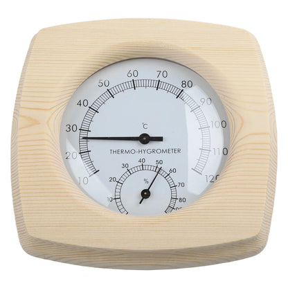 140 mm termometer och hygrometer i trä för bastu