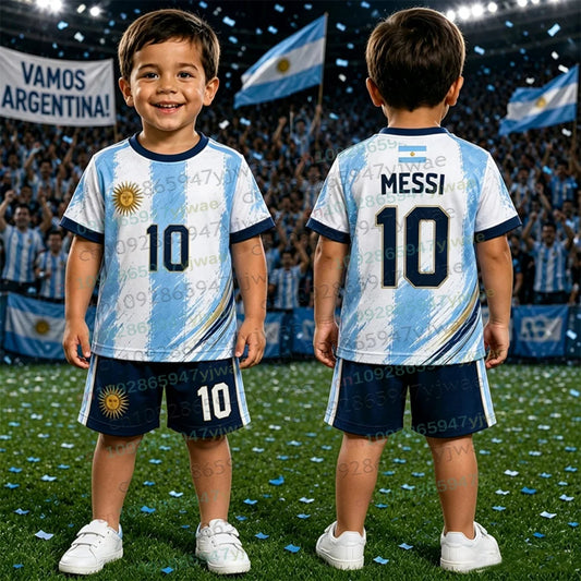 Messi 10 Fotbollströja och Shorts Set 2-delat Set för Barn