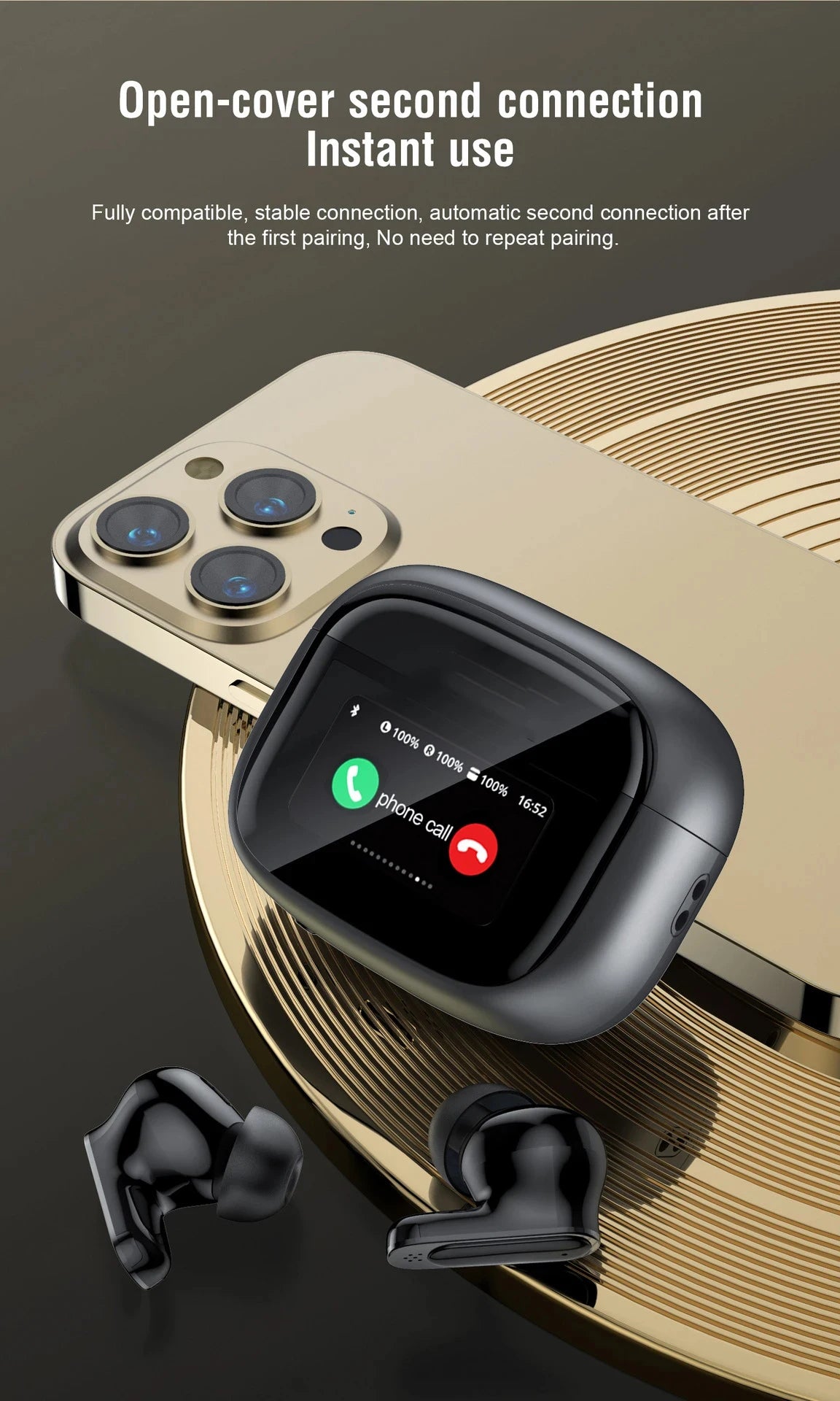 BOSECXT V11 True Wireless In-Ear Earbuds – Bluetooth 5.4 ANC ENC HiFi Stereo Touch-kontroll Mikrofon Laddningsfodral Svart