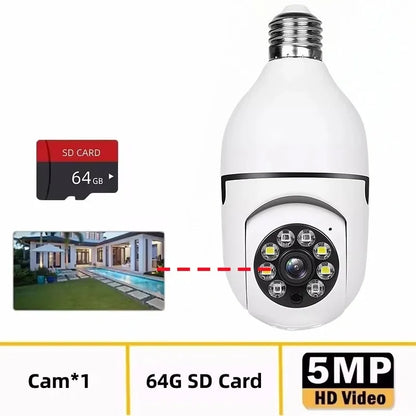 8MP WiFi IP Camera E27 Bulb Cam Wireless Baby Monitor Pet Cameras 5MP SmartLife Indoor AI Tracking Security Video Surveillance