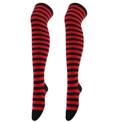 Dam Lolita Overknee Strumpor – Randiga Thigh High Cosplay, 25 Färgkombinationer One Size
