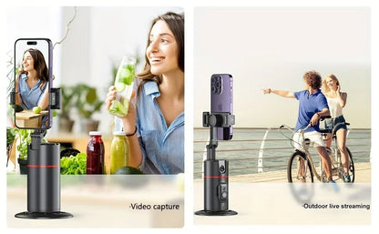 P02 360 ° Rotation Desktop Phone Stand Automatic Face Tracking for iPhone 16 15 Samsung S23 Xiaomi Handheld Gimbal Selfie Stick