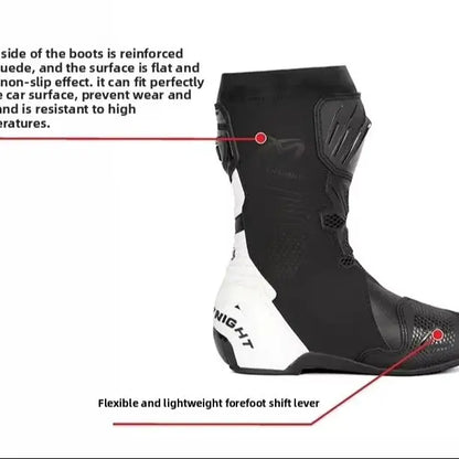 Racingstövlar MK099 i läder – proffsstövlar för bana och offroad, unisex 35–46