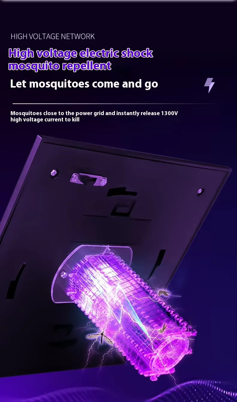 Solar and Electric Shock Mosquito Repellent Lamp Waterproof Bug Zapper 2Mode LED Light for Outdoor Garden Lawn Camping Villa Use