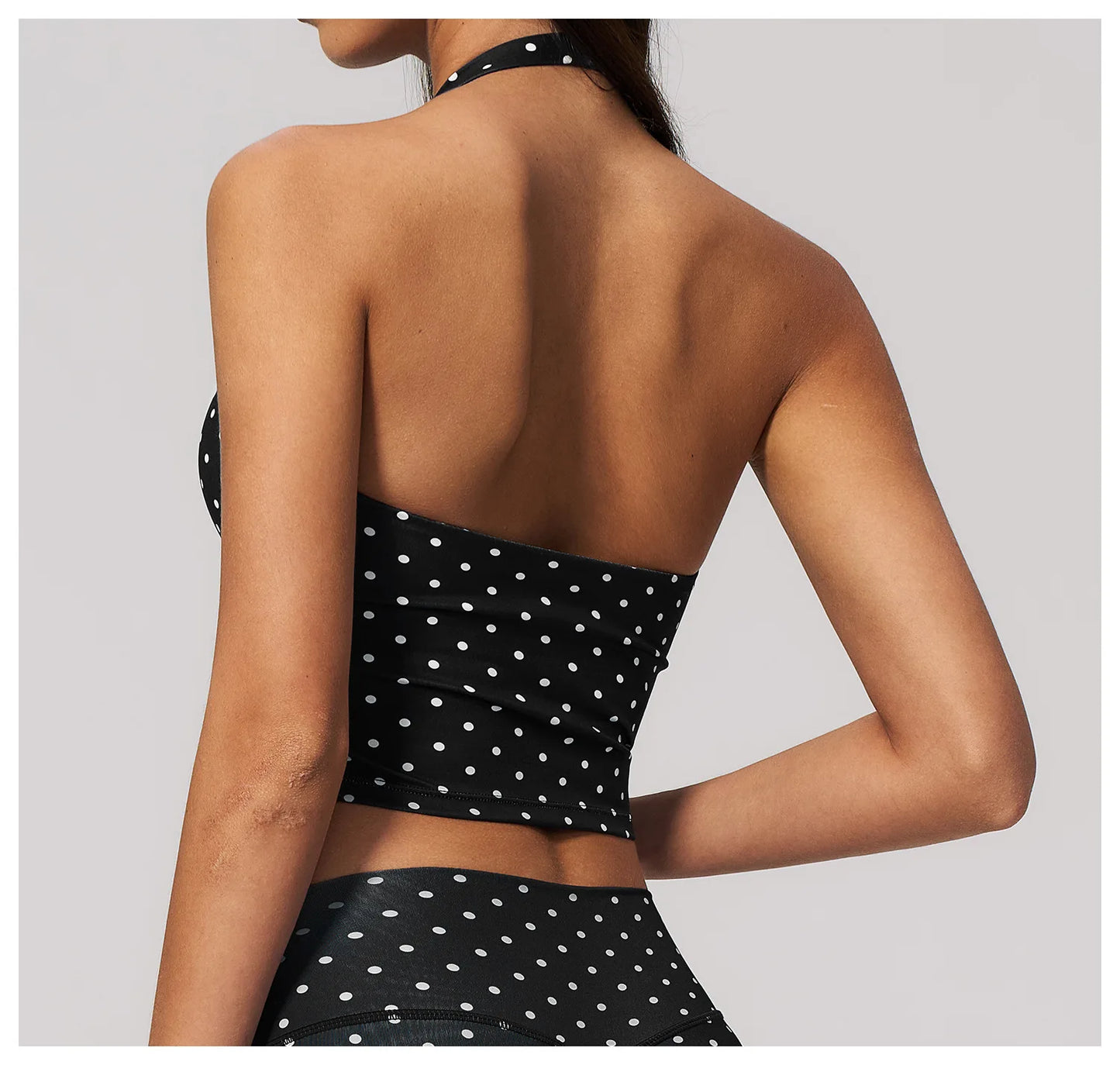 Yoga Bra Women Sports Underwear Fitness Crop Top Polka Dot Yoga Vest Deep V Backless Sports Vest Female Workout Shockproof Tops