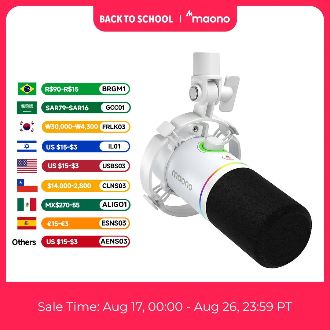MAONO PD200X RGB Gaming Microphone Dynamic Microphone USB/XLR Dual Mode Microphone Podcast Mic RGB XLR/USB Gaming Podcasting Mic
