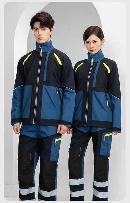 Spring Autumn Multi Pocket Men's Work Pants Wear Resistant Workshop Factory Construction Workers Clothes Reflective Strip Pants
