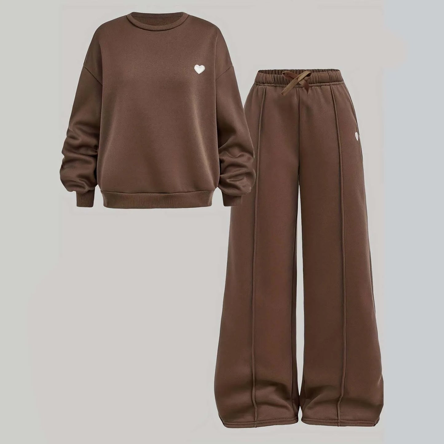 Teenage Girl 2Pcs Outfit Long Sleeve Crew Neck Sweatshirt Loose Wide Leg Pants Casual Daily Playwear Children Kids Girls Clothes