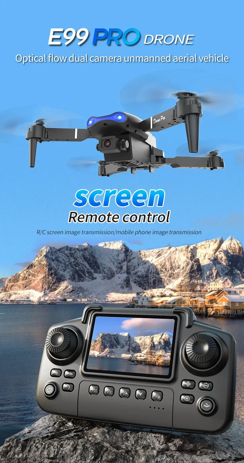 E99 Pro Drone with 8K HD Camera Remote Control Quadcopter Four Axis Aircraft Altitude Hold GPS Flying Toy for Aerial Photography