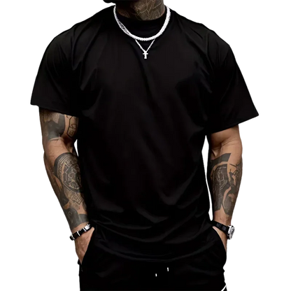 Men's T-shirt High Quality 100% Cotton Round Neck Short Sleeve Classic Black White Pure Color Tees Spring Summer Casual Cool Top