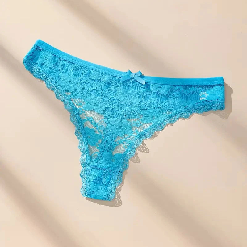 3Pcs Sexy Lace Women Thongs Transparent Women Panties Sexy Underwear Solid Floral G-String Size XS-XL Female Underpants Lingerie