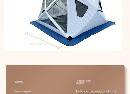 Fully Automatic Winter Ice Fishing Tent with Chimney Hole, Transparent Window, Quick Opening, Portable