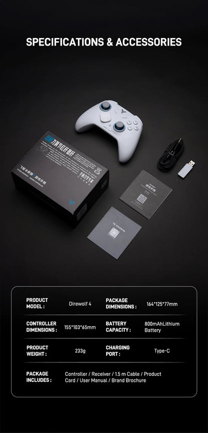 Flydigi Direwolf 4 Wireless Gamepad Controller Wired Gaming Console Support PC /Switch/Phone/Tablet Computer Video Gaming Player