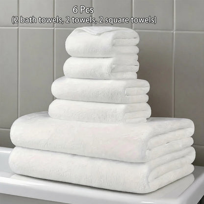 Luxury 6Pcs Towel Set 2 Bath 2 Hand 2 Face Microfiber Highly Absorbent Fast Drying Hotel Quality for Home Spa Bathroom