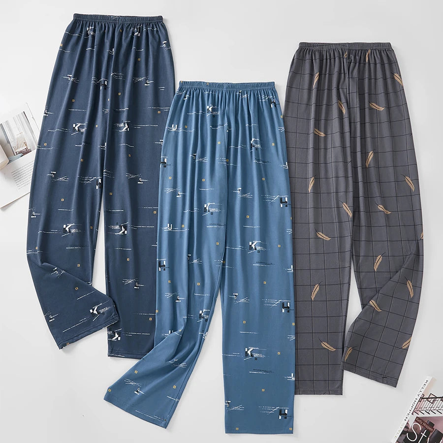 Herr Pyjamasbyxor Långa – Tunna Andningsbara Casual Hemmabyxor, 12 Färger M–6XL
